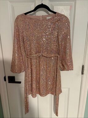 Rare Editions Rose Gold Sequin Party Dress